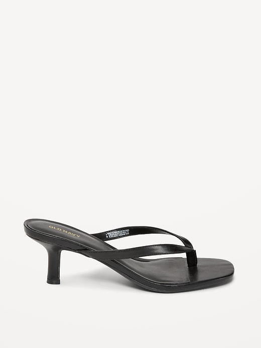 Image number 4 showing, Faux-Leather Kitten-Heel Thong Mule Sandals