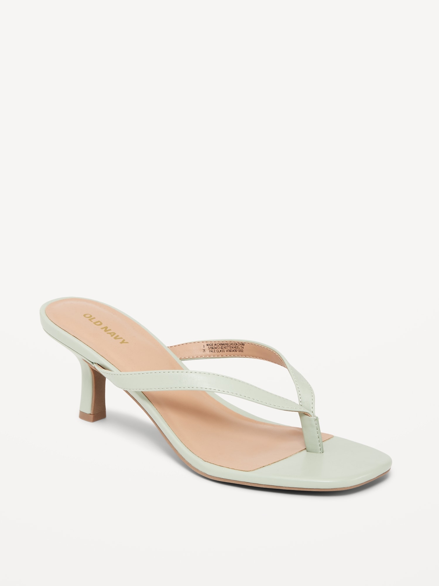 Faux-Leather Kitten-Heel Thong Mule Sandals for Women | Old Navy