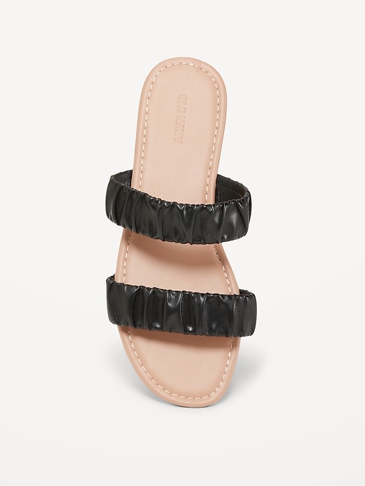 Image number 3 showing, Faux-Leather Ruched Sandals