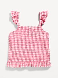 View large product image 3 of 3. Printed Flutter-Sleeve Smocked Top for Girls