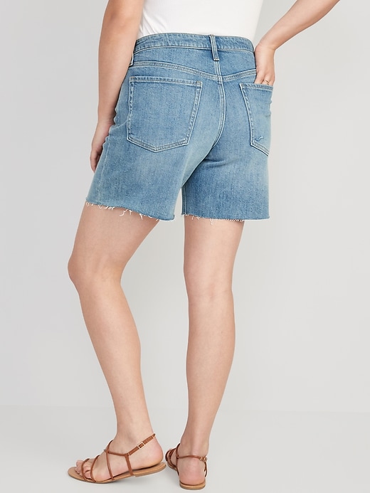 Image number 6 showing, Mid-Rise OG Loose Ripped Cut-Off Jean Shorts -- 7-inch inseam