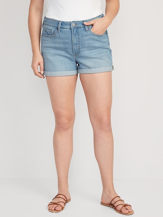 Image number 5 showing, High-Waisted OG Straight Jean Shorts -- 3-inch inseam