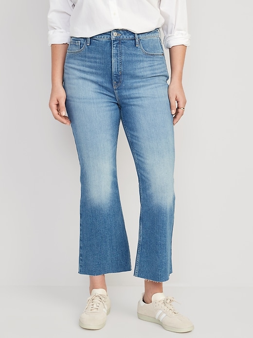 Image number 5 showing, Higher High-Waisted Cropped Cut-Off Flare Jeans