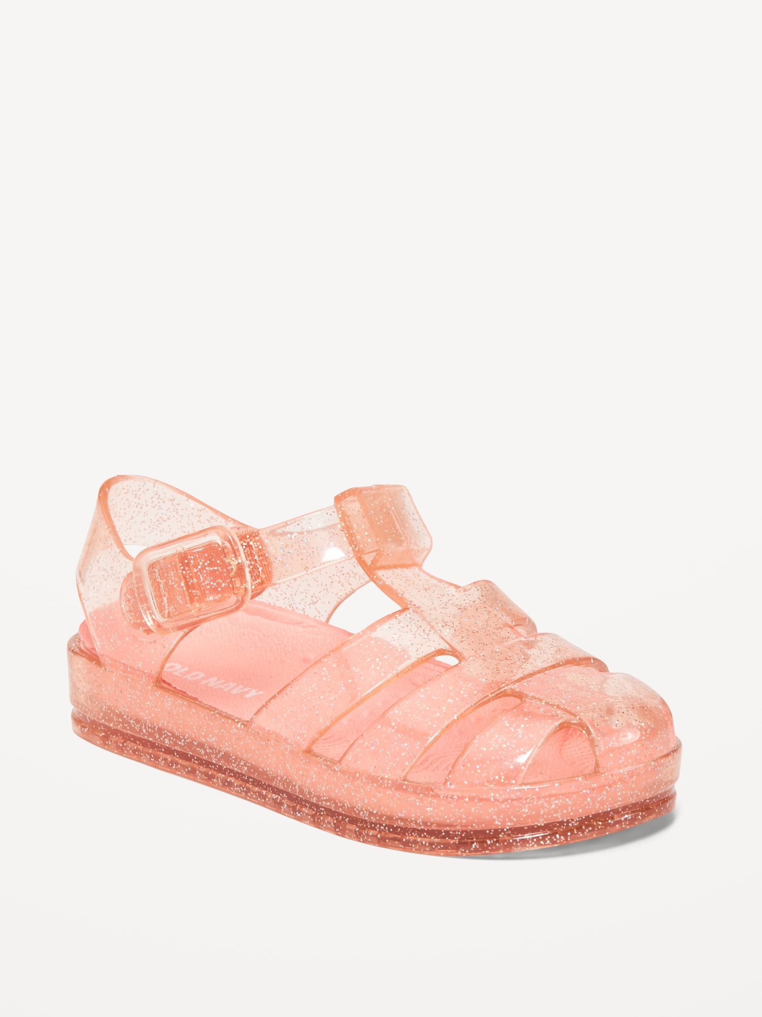 Old Navy Shiny-Jelly Fisherman Sandals for Toddler Girls orange. 1