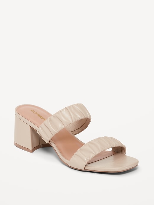 View large product image 1 of 1. Faux-Leather Strappy Block-Heel Mule Sandals