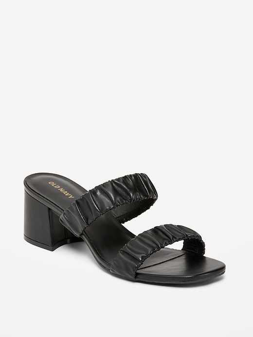 Image number 1 showing, Faux-Leather Strappy Block-Heel Mule Sandals
