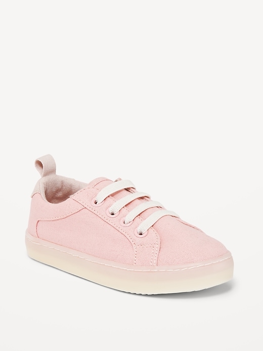 View large product image 1 of 4. Elastic-Lace Canvas Sneakers for Toddler Girls