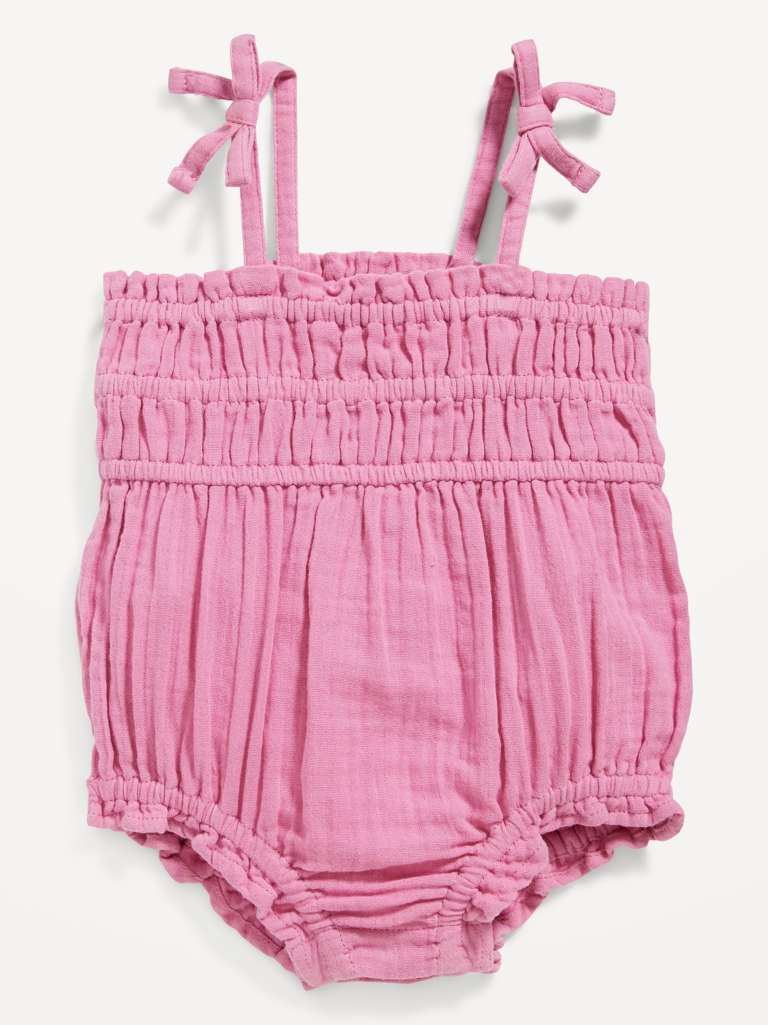 Old Navy Double-Weave Sleeveless Tie-Bow One-Piece Romper for Baby pink. 1