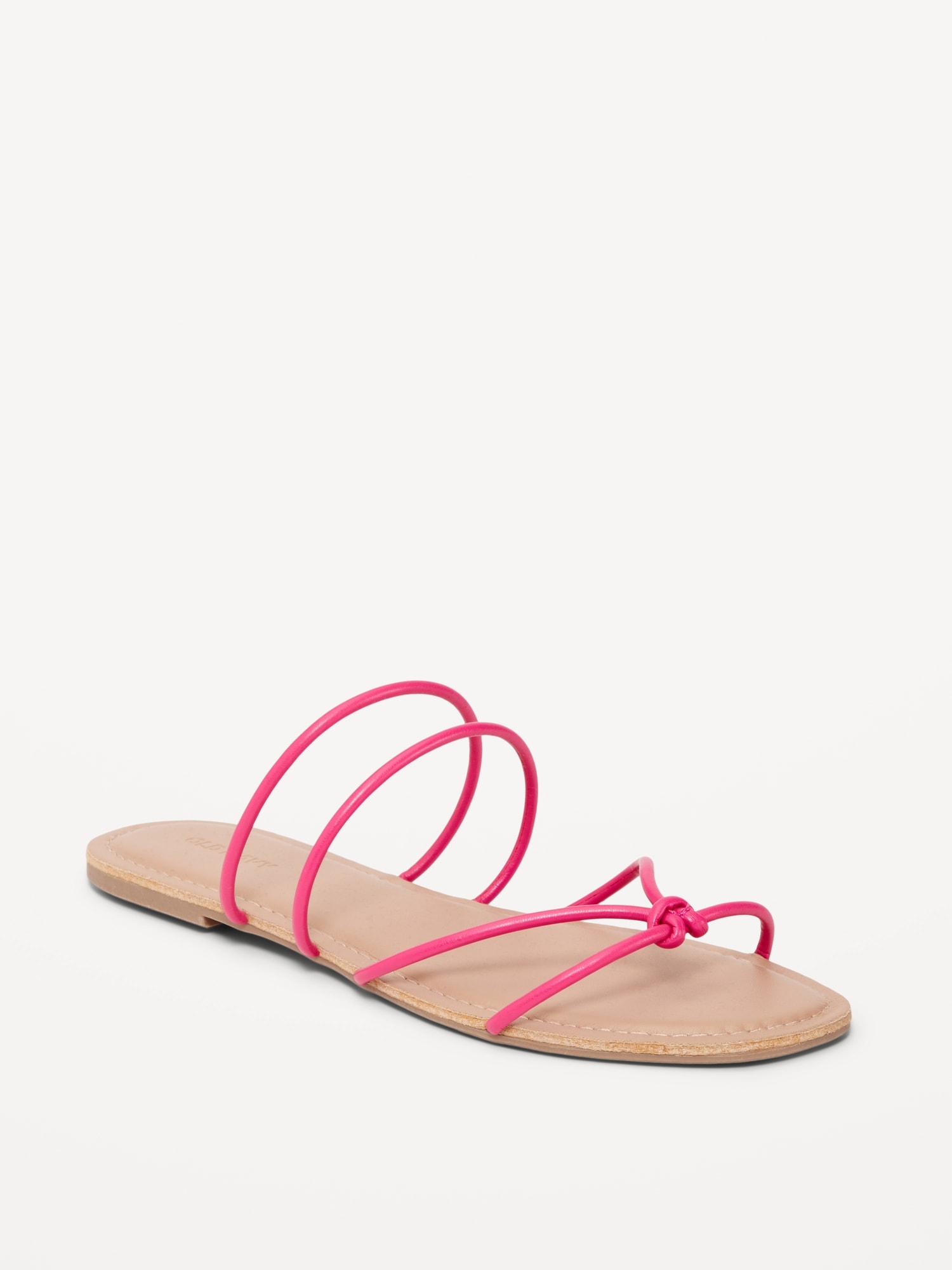 Faux-Leather Kitten-Heel Thong Mule Sandals
