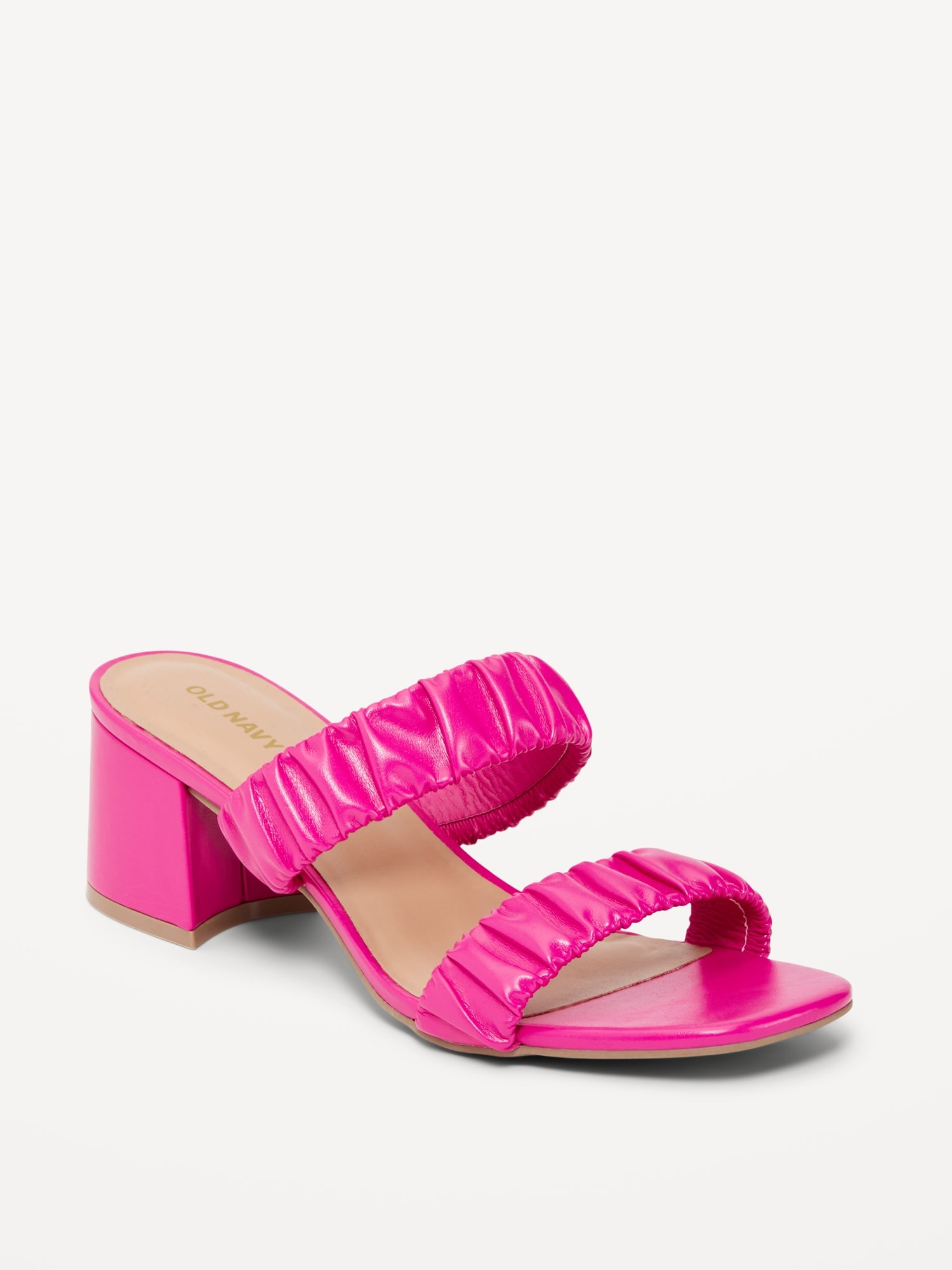 Old Navy Faux-Leather Strappy Block-Heel Mule Sandals for Women pink. 1