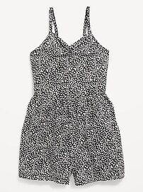 View large product image 3 of 3. Printed Jersey-Knit Cinch-Front Romper for Girls