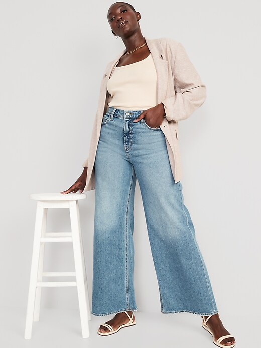 Image number 3 showing, Extra High-Waisted A-Line Wide-Leg Jeans