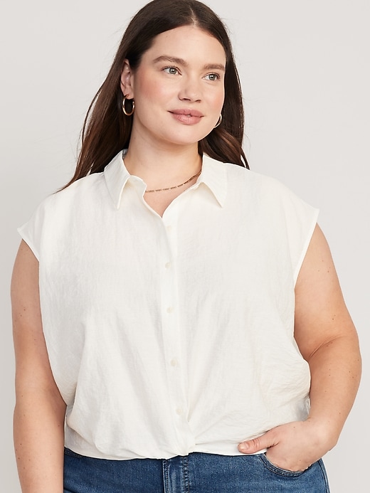 Image number 7 showing, Dolman-Sleeve Twist-Front Cropped Shirt