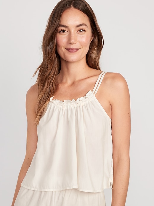 Image number 1 showing, Ruffle-Trimmed Double-Strap Cami Pajama Top