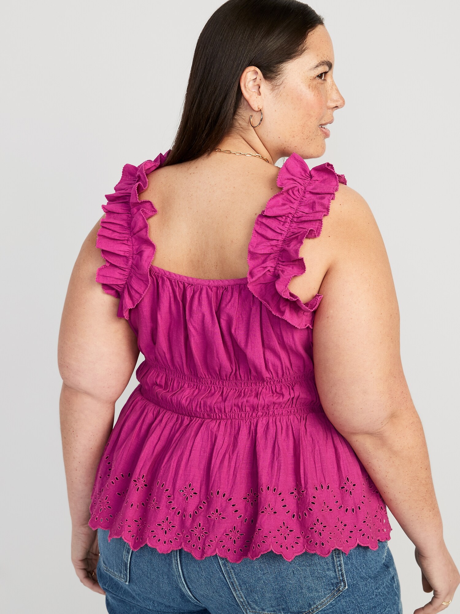 Final Sale Plus Size Smocked BabyDoll Top in Hot Pink