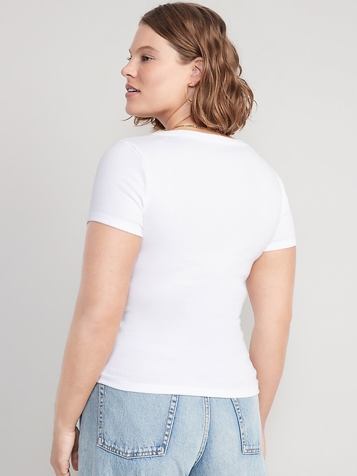 Image number 6 showing, Fitted Scoop-Neck Rib-Knit T-Shirt