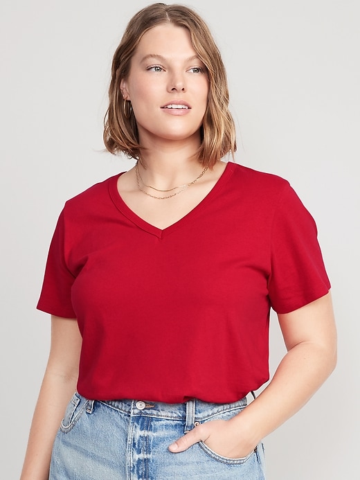 Women Navy T-Shirt | Slub-Knit EveryWear for V-Neck Old