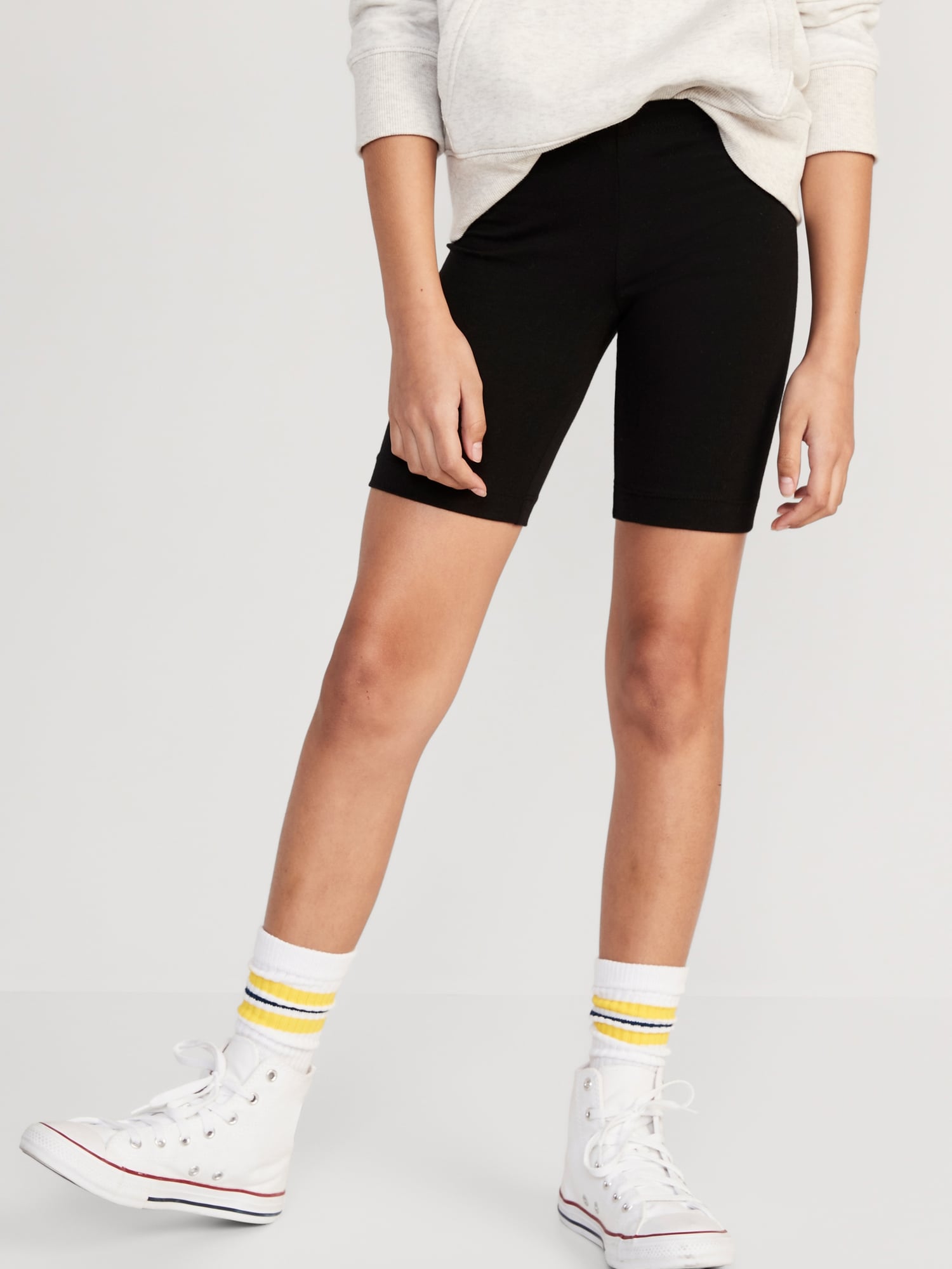Old Navy Jersey-Knit Long Biker Shorts for Girls black. 1