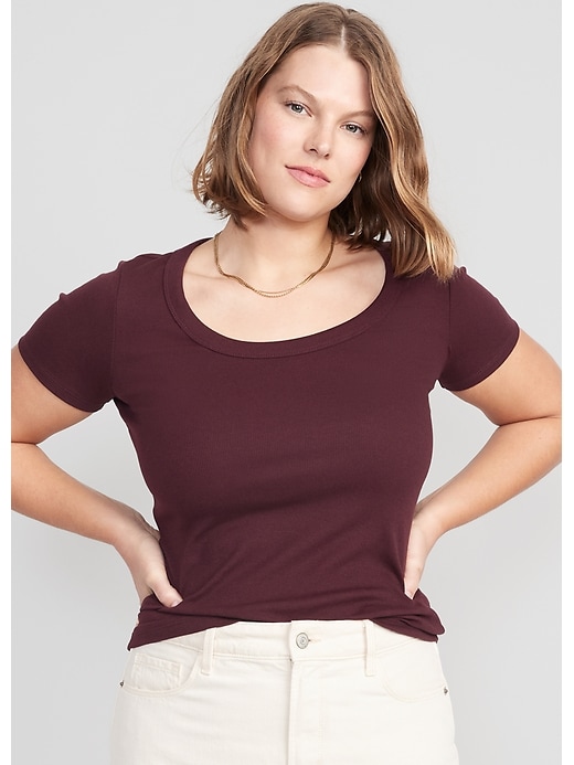 Image number 5 showing, Fitted Scoop-Neck Rib-Knit T-Shirt