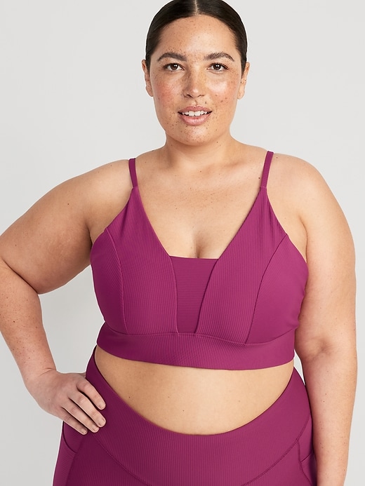 Old Navy - Light Support PowerSoft Textured-Rib Sports Bra for Women brown