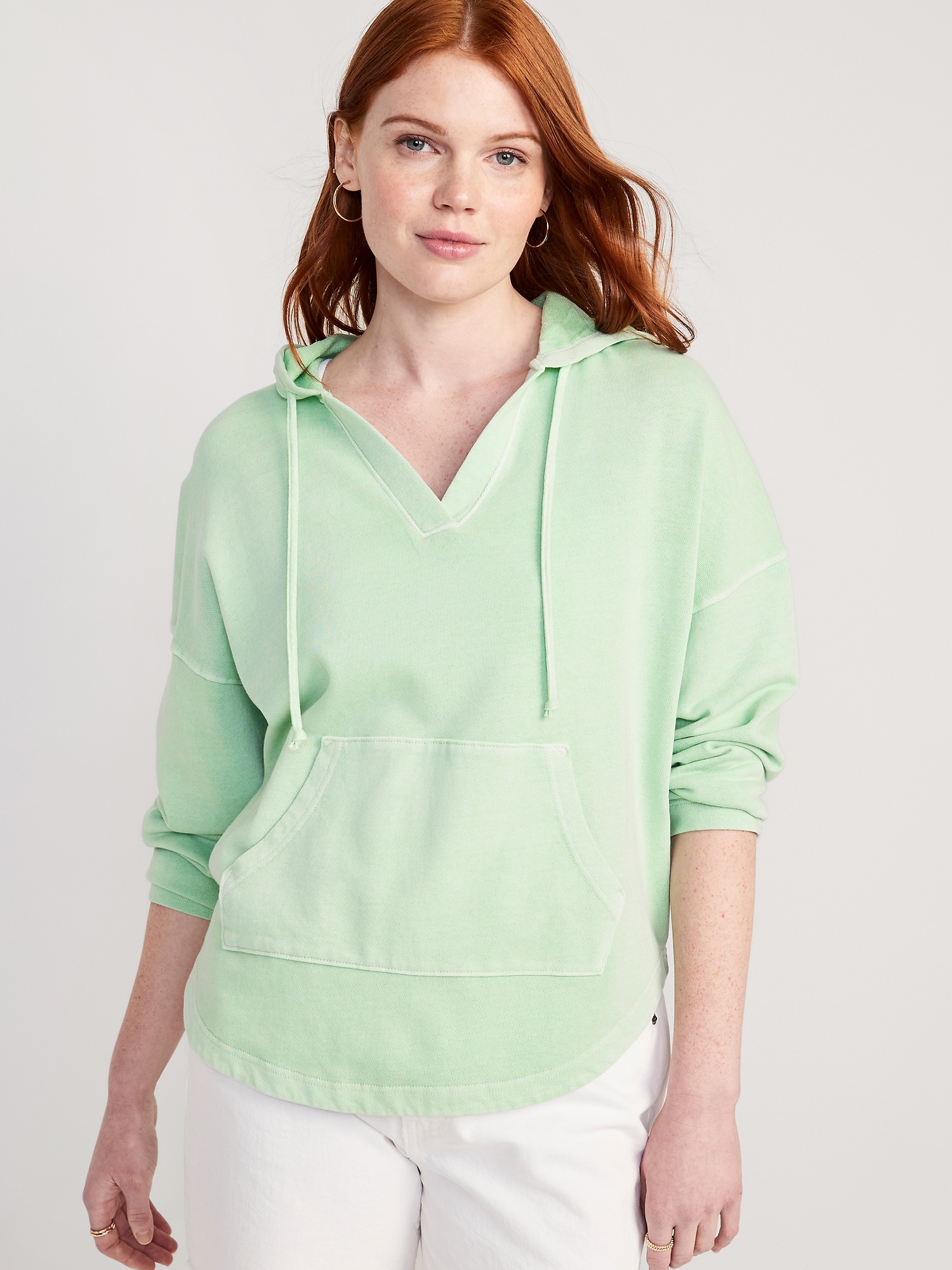 Slouchy French-Terry Tunic Hoodie for Women