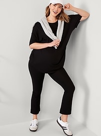 View large product image 3 of 4. Maternity Rollover-Waist Cropped Flare Jersey Leggings
