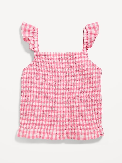View large product image 2 of 3. Printed Flutter-Sleeve Smocked Top for Girls