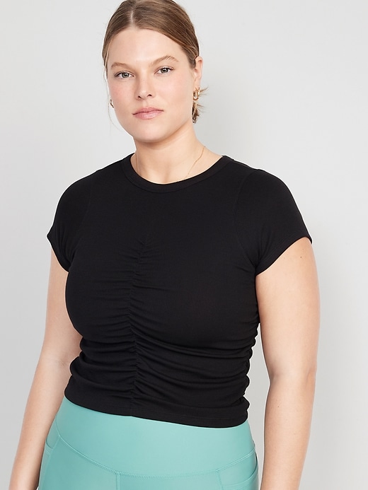 Image number 5 showing, UltraLite Rib-Knit Ruched T-Shirt
