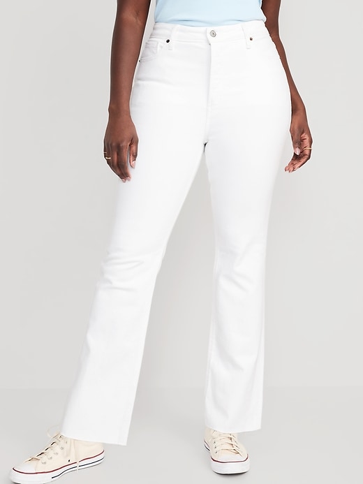 Image number 5 showing, Extra High-Waisted Button-Fly White-Wash Cut-Off Kicker Boot-Cut Jeans