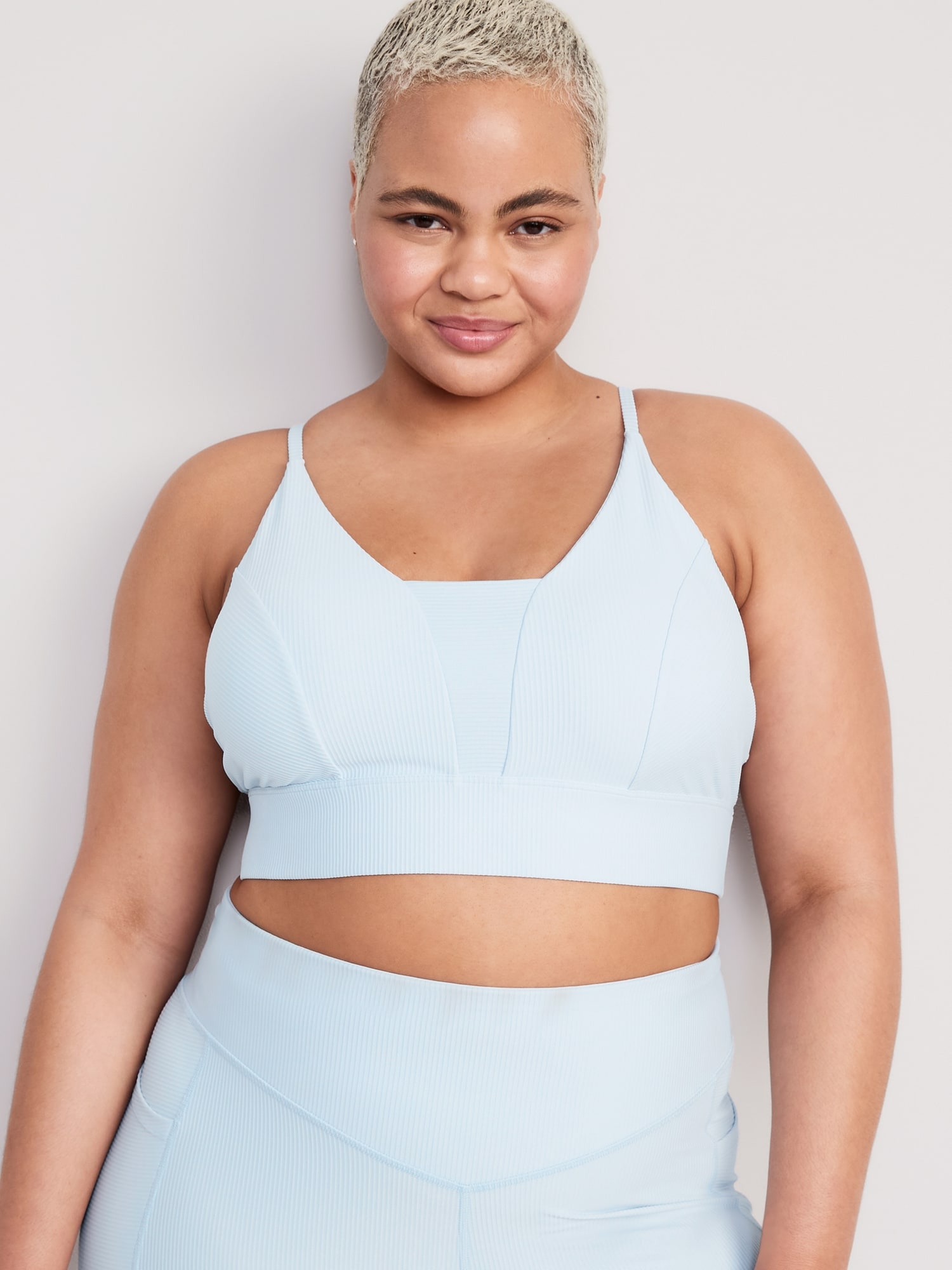 Light Support PowerSoft TexturedRib Sports Bra for Women Old Navy