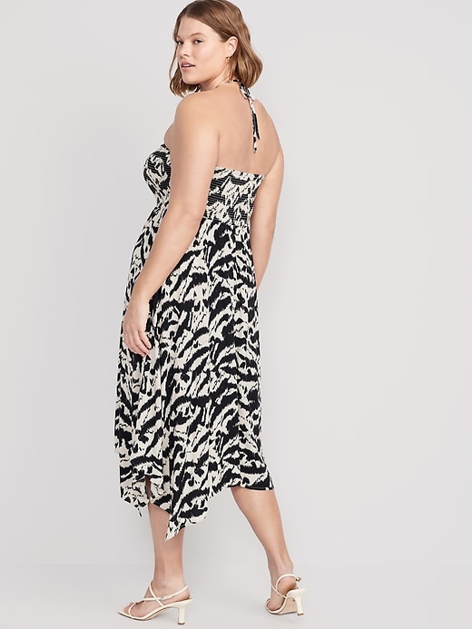 Image number 6 showing, Fit & Flare Printed Crinkled Halter Midi Dress