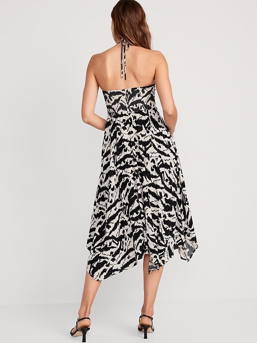 Image number 2 showing, Fit & Flare Printed Crinkled Halter Midi Dress