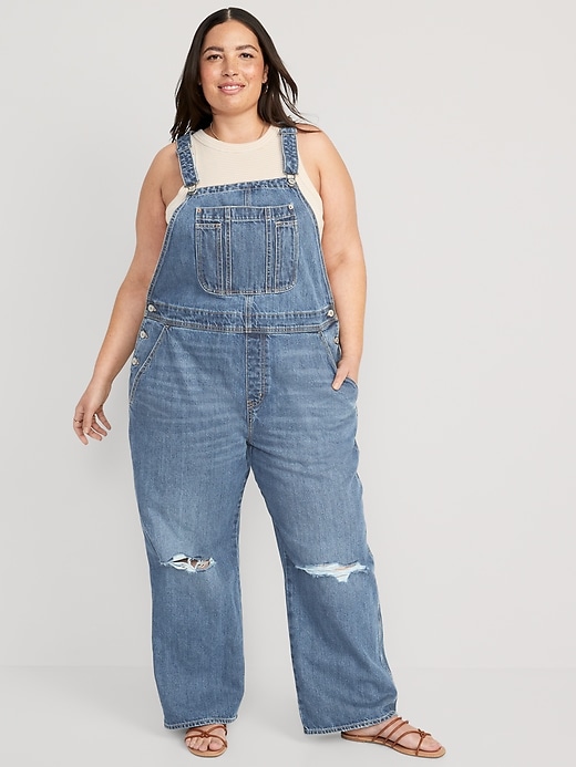 Image number 7 showing, Baggy Wide-Leg Ripped Jean Overalls