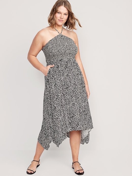 Image number 5 showing, Fit & Flare Printed Crinkled Halter Midi Dress