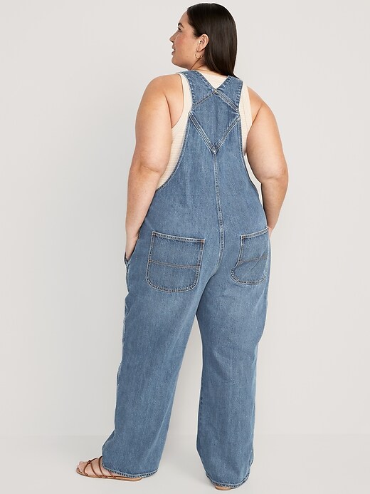 Image number 8 showing, Baggy Wide-Leg Ripped Jean Overalls