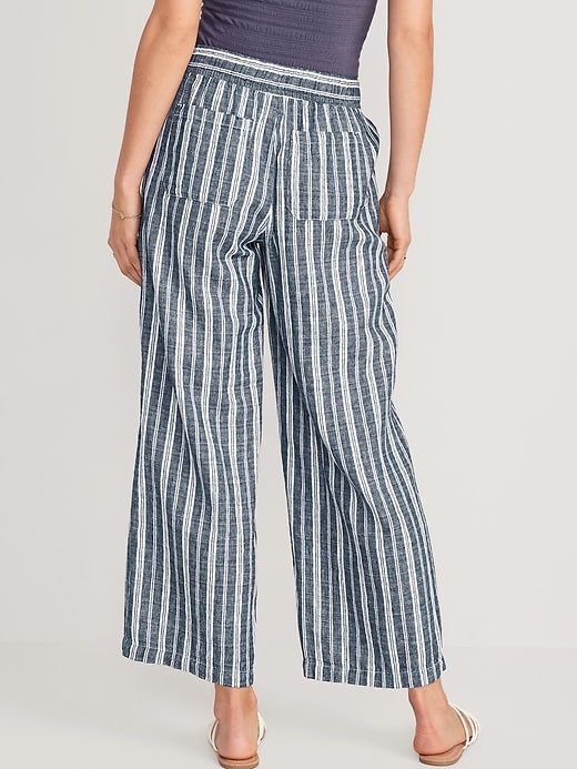 Image number 2 showing, High-Waisted Striped Linen-Blend Wide-Leg Pants