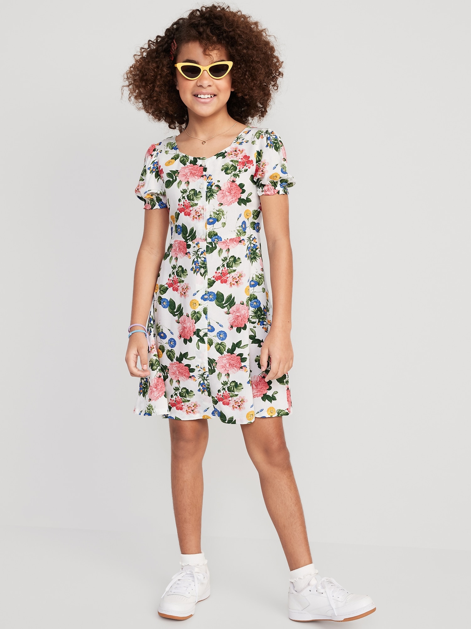 Oldnavy Puff-Sleeve Button-Front Fit & Flare Dress for Girls