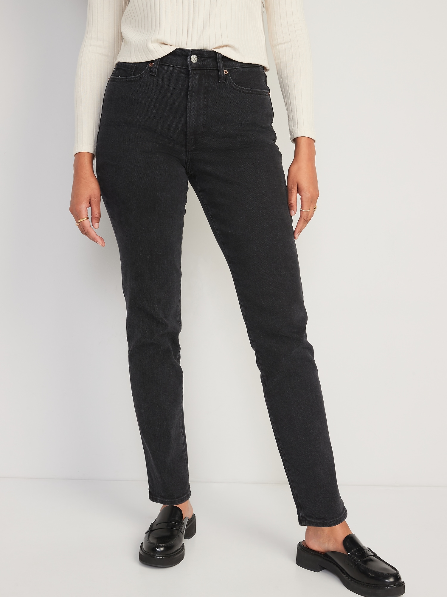 Old Navy - High-Waisted OG Straight Black Jeans for Women black
