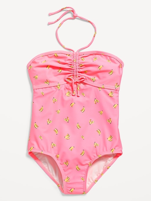 Printed Ruched Halter One-Piece Swimsuit for Girls | Old Navy