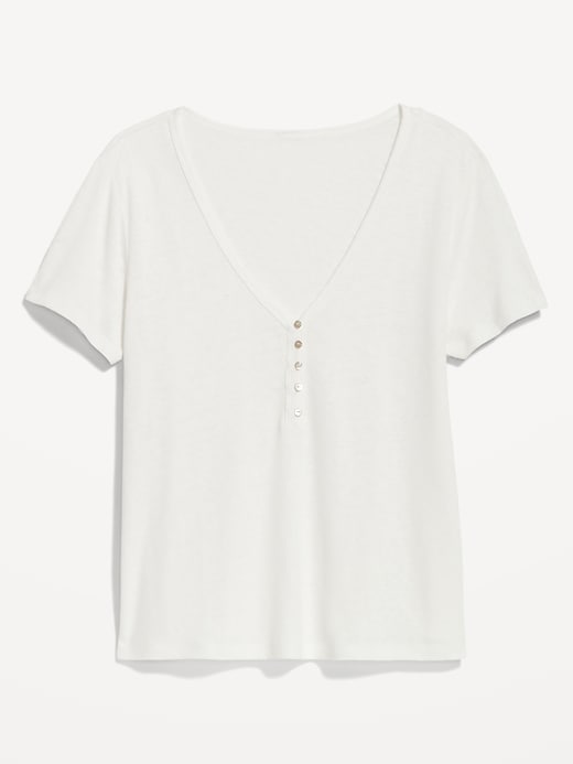 Image number 4 showing, Linen-Blend V-Neck Henley T-Shirt