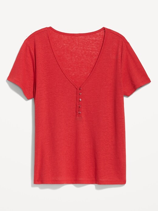 Image number 4 showing, Linen-Blend V-Neck Henley T-Shirt