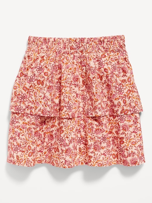 Printed Smocked Tiered Skirt For Girls 