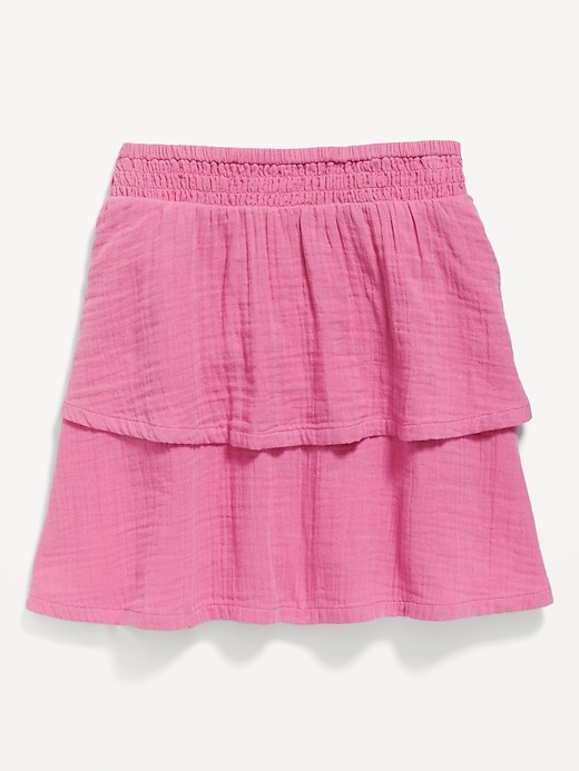 View large product image 1 of 1. Double-Weave Smocked Tiered Skirt for Girls