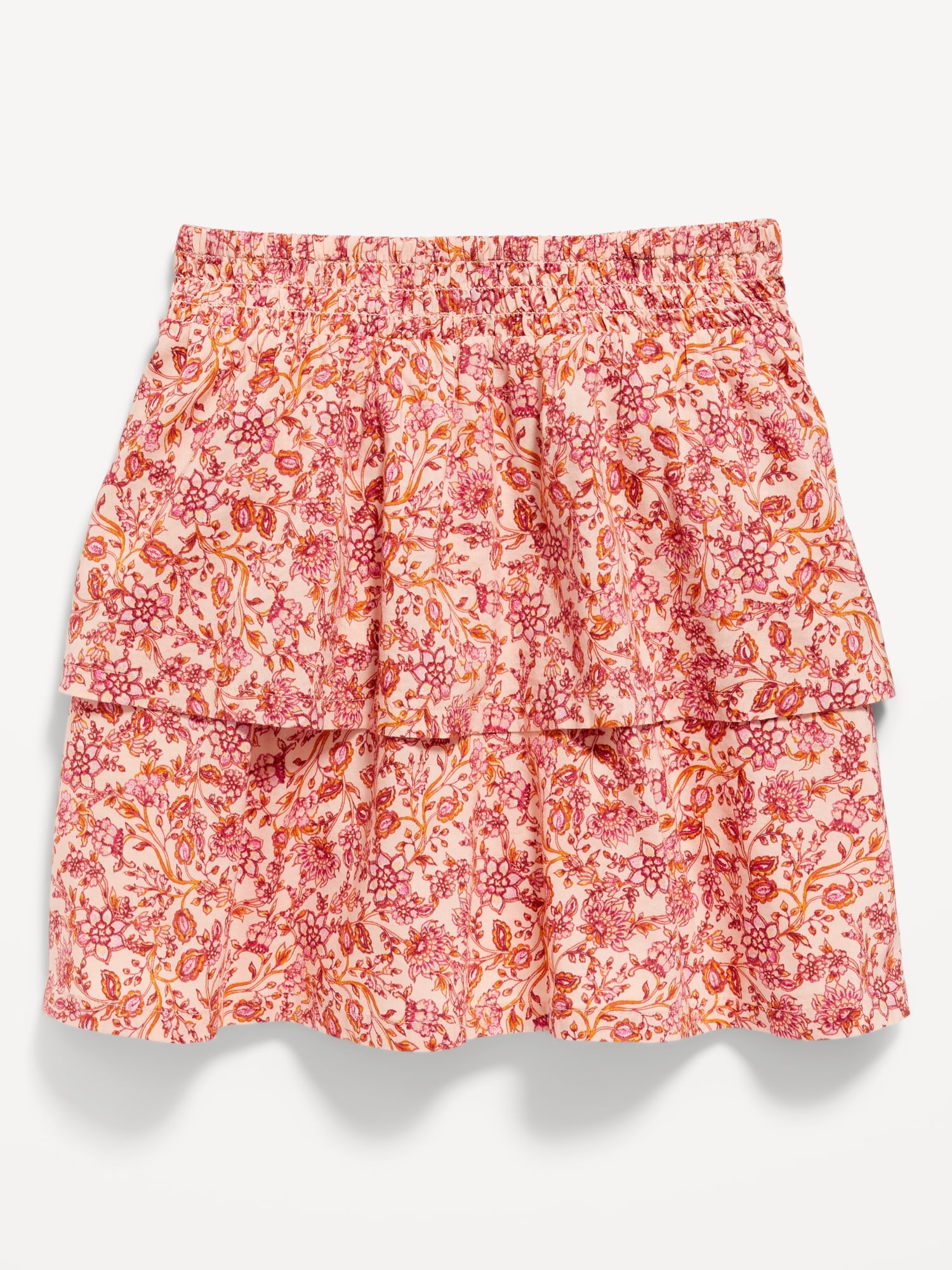 Old Navy Printed Smocked Tiered Skirt for Girls pink. 1