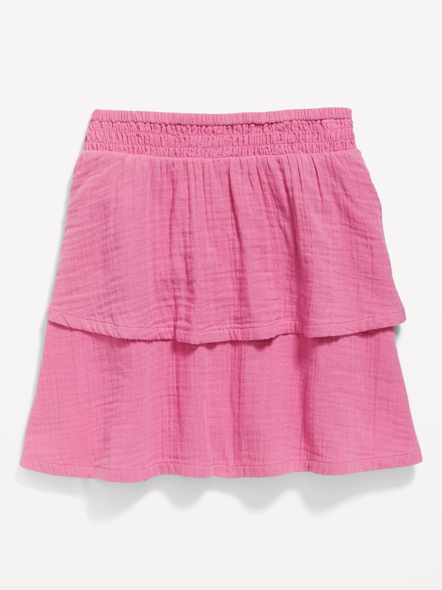 Old Navy Double-Weave Smocked Tiered Skirt for Girls pink. 1