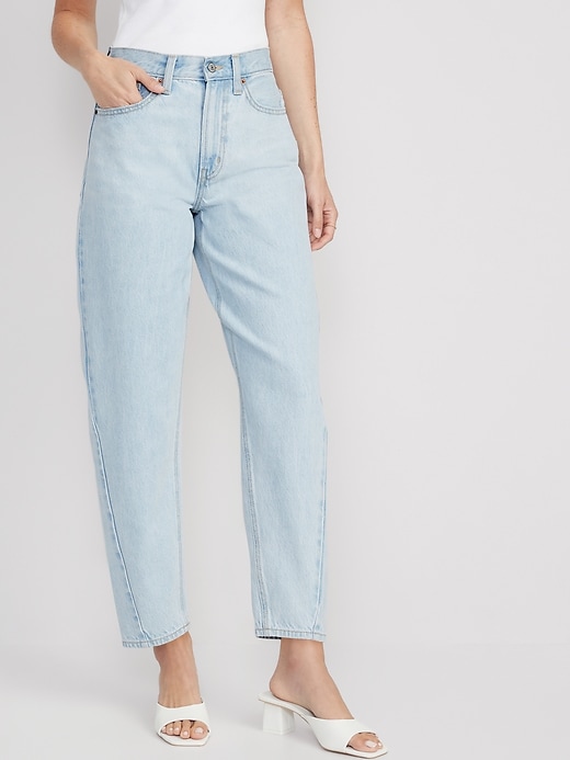 Image number 1 showing, Extra High-Waisted Non-Stretch Ankle-Length Balloon Jeans for Women