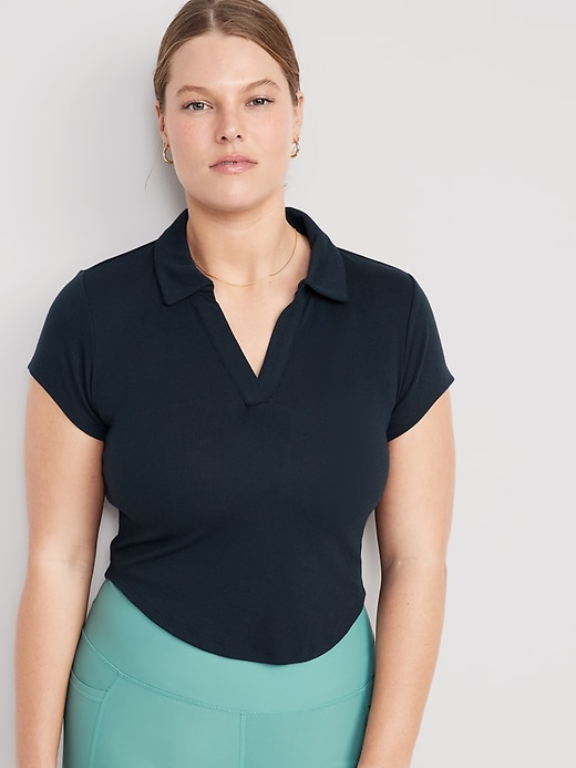 UltraLite Rib-Knit Cropped Polo Shirt for Women | Old Navy