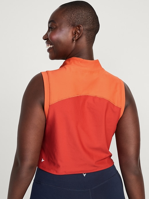 Image number 6 showing, PowerSoft Half Zip Sleeveless Cropped Top