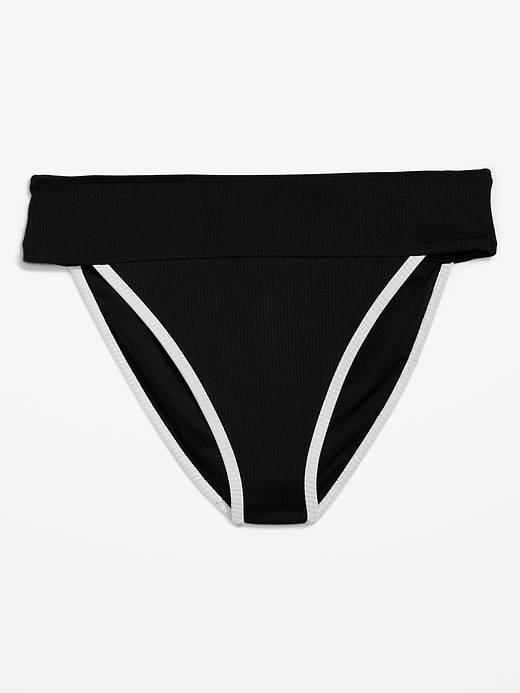 Image number 4 showing, High-Waisted Ribbed French-Cut Bikini Swim Bottoms