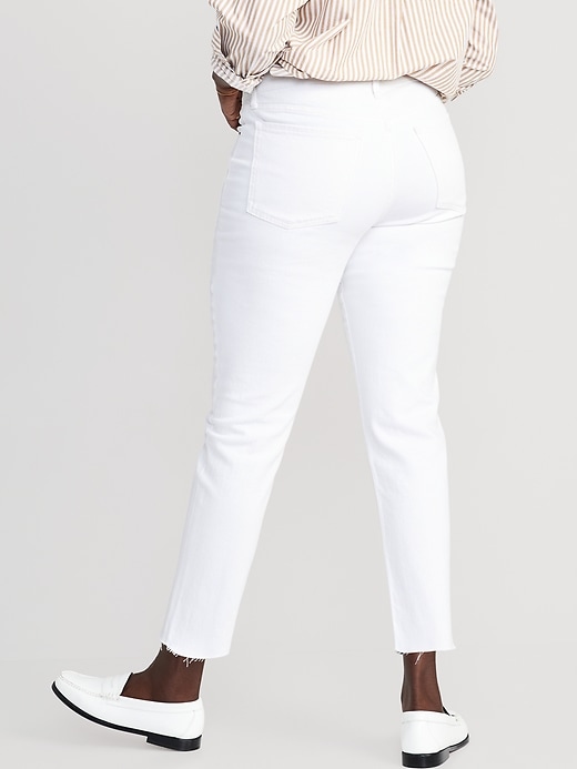 Image number 6 showing, High-Waisted OG Straight White-Wash Cut-Off Ankle Jeans